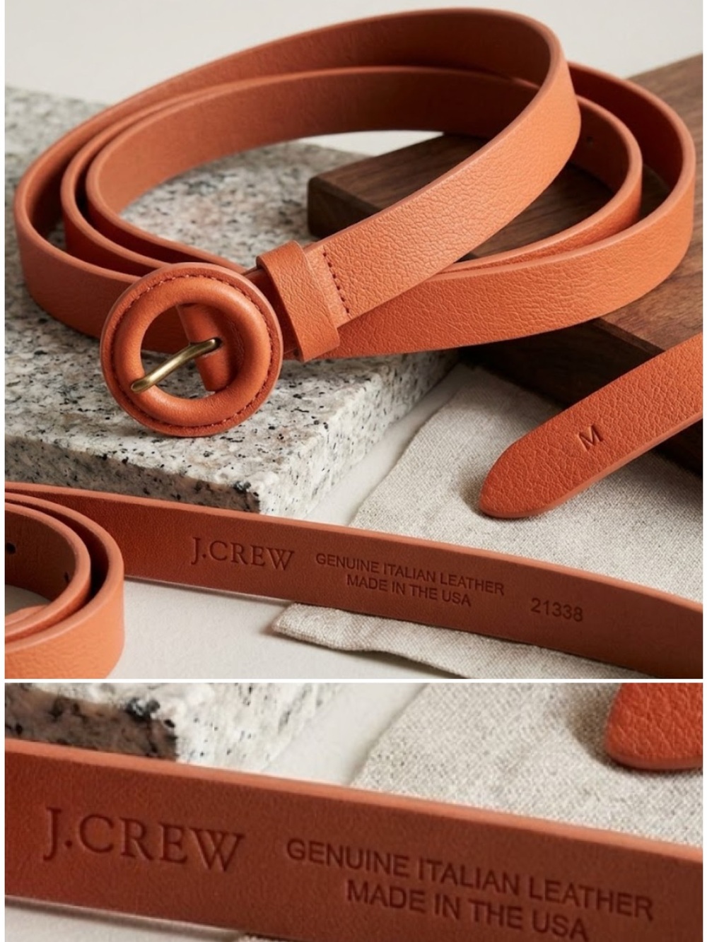 J. Crew Italian Leather Belt – Slim Round Buckle